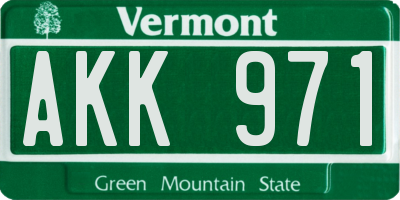 VT license plate AKK971