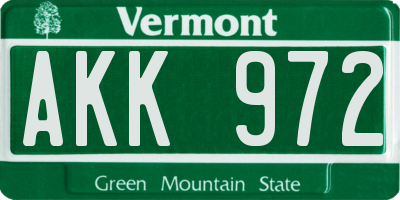 VT license plate AKK972