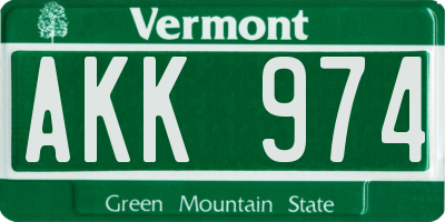 VT license plate AKK974