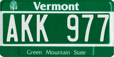 VT license plate AKK977