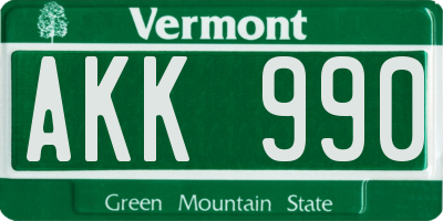 VT license plate AKK990