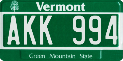 VT license plate AKK994