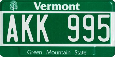 VT license plate AKK995