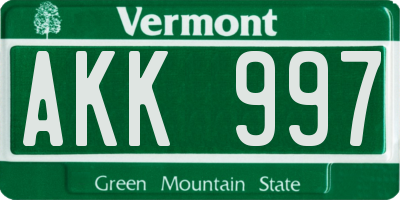 VT license plate AKK997