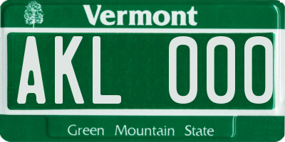 VT license plate AKL000