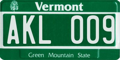 VT license plate AKL009