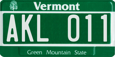 VT license plate AKL011