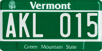 VT license plate AKL015