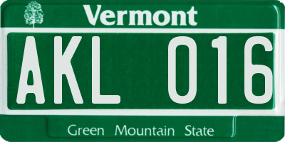 VT license plate AKL016