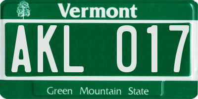 VT license plate AKL017