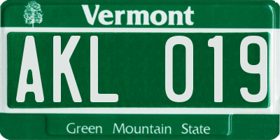 VT license plate AKL019