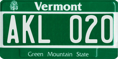 VT license plate AKL020