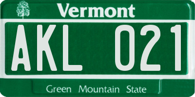 VT license plate AKL021