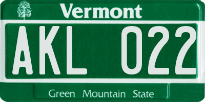 VT license plate AKL022