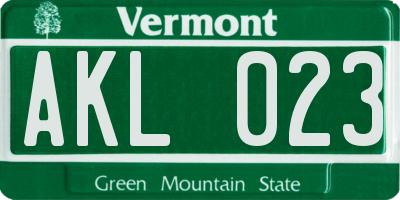 VT license plate AKL023