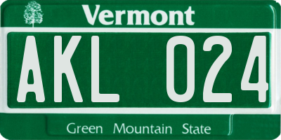 VT license plate AKL024