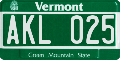 VT license plate AKL025