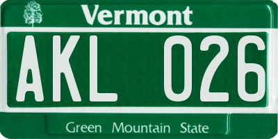 VT license plate AKL026