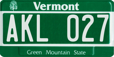VT license plate AKL027