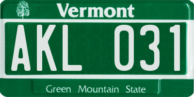 VT license plate AKL031