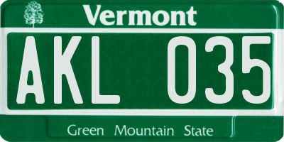 VT license plate AKL035