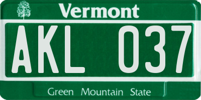 VT license plate AKL037