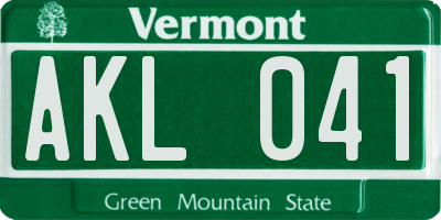 VT license plate AKL041
