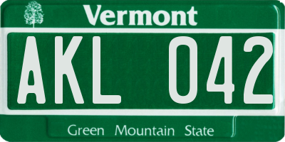 VT license plate AKL042