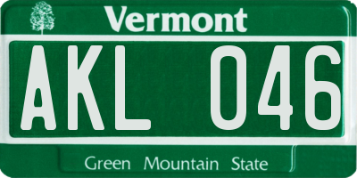 VT license plate AKL046