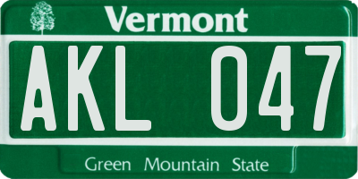 VT license plate AKL047