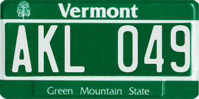 VT license plate AKL049