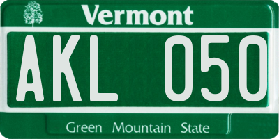 VT license plate AKL050