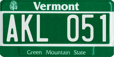 VT license plate AKL051