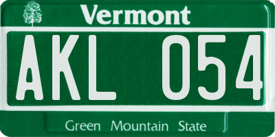 VT license plate AKL054