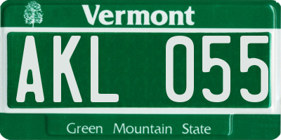 VT license plate AKL055