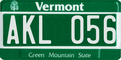 VT license plate AKL056