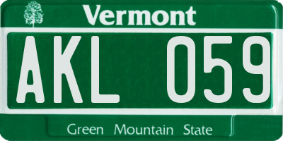 VT license plate AKL059