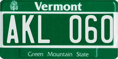 VT license plate AKL060