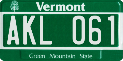 VT license plate AKL061