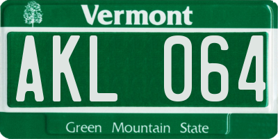 VT license plate AKL064