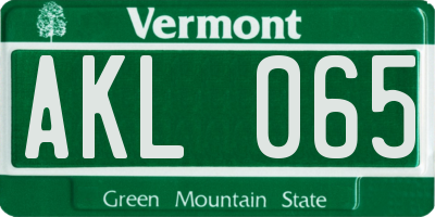 VT license plate AKL065