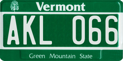 VT license plate AKL066