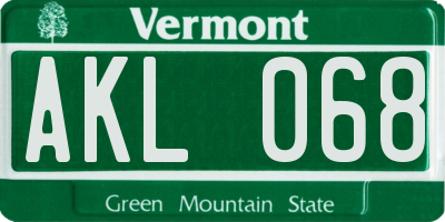 VT license plate AKL068