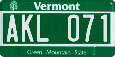 VT license plate AKL071