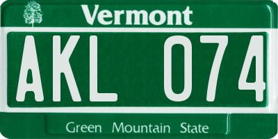VT license plate AKL074