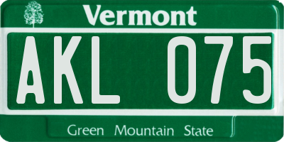 VT license plate AKL075