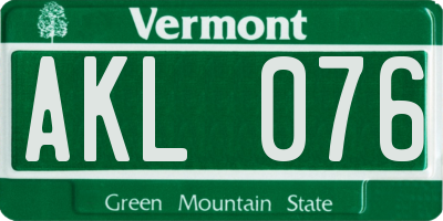 VT license plate AKL076