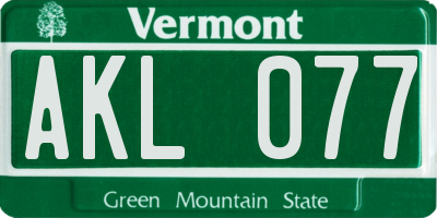 VT license plate AKL077