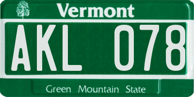 VT license plate AKL078