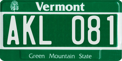 VT license plate AKL081
